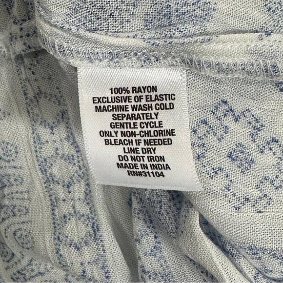 NWT True Craft Blouse Womens XL Blue Boho Cottagecore Geometric Peplum Peasant - Picture 5 of 6